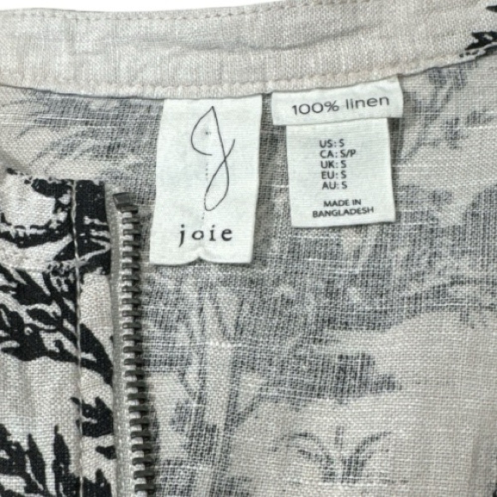 Joie 100% Linen Toile-Scenic Print Monochromic Bomber Jacket Size S - Picture 2 of 7